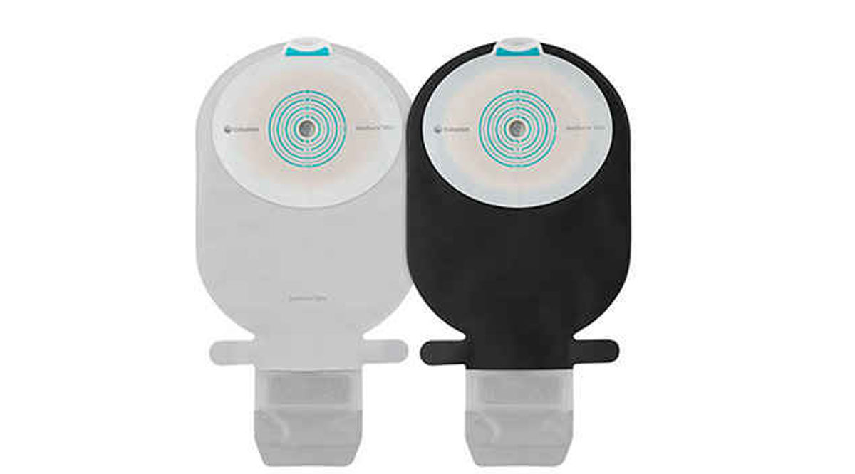 classic grey colour SenSura Mio stoma bag next to the new black bag colour